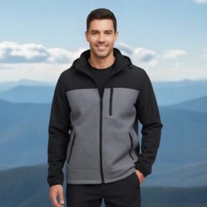 Chaqueta softshell borreguillo hombre tallas grandes M-3XL negro/gris