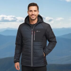 Cazadora acolchada combinada hombre tallas grandes S-3XL gris/negro