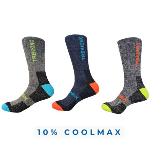 Calcetines Trekking Coolmax en Colores Vivos para Hombre - Pack de 3 Pares