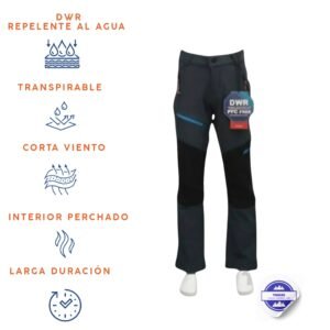 Pantalón trekking infantil Reiki invierno gris cremallera azul