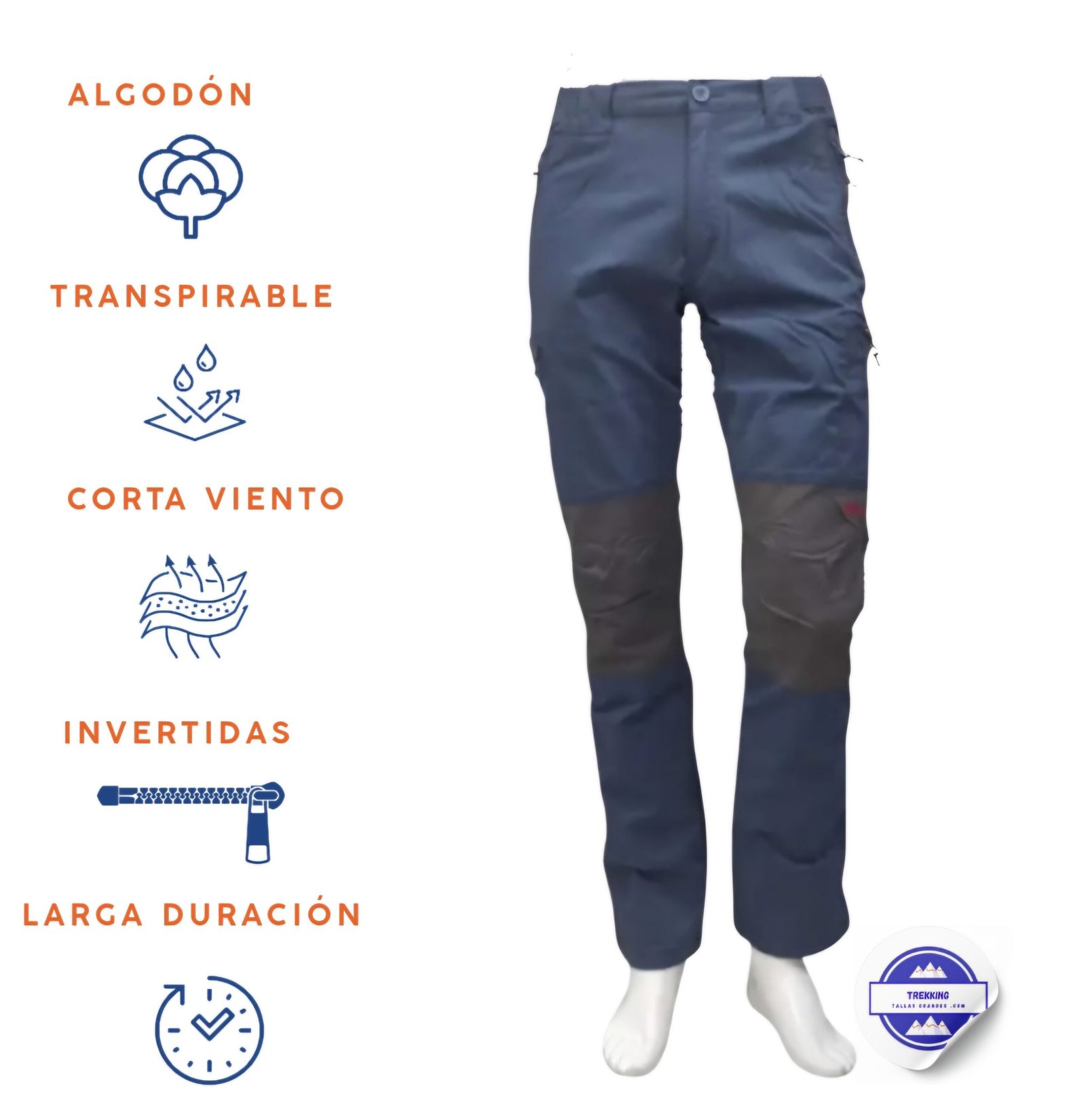 Pantalón de Trekking de Algodón Tallas Grandes para Hombre