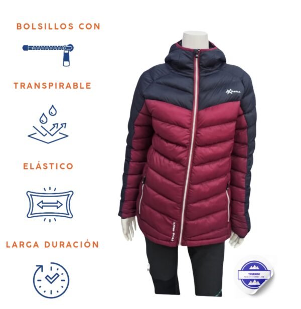 Chaqueta Técnica Impermeable en Vino con Gris para Mujer