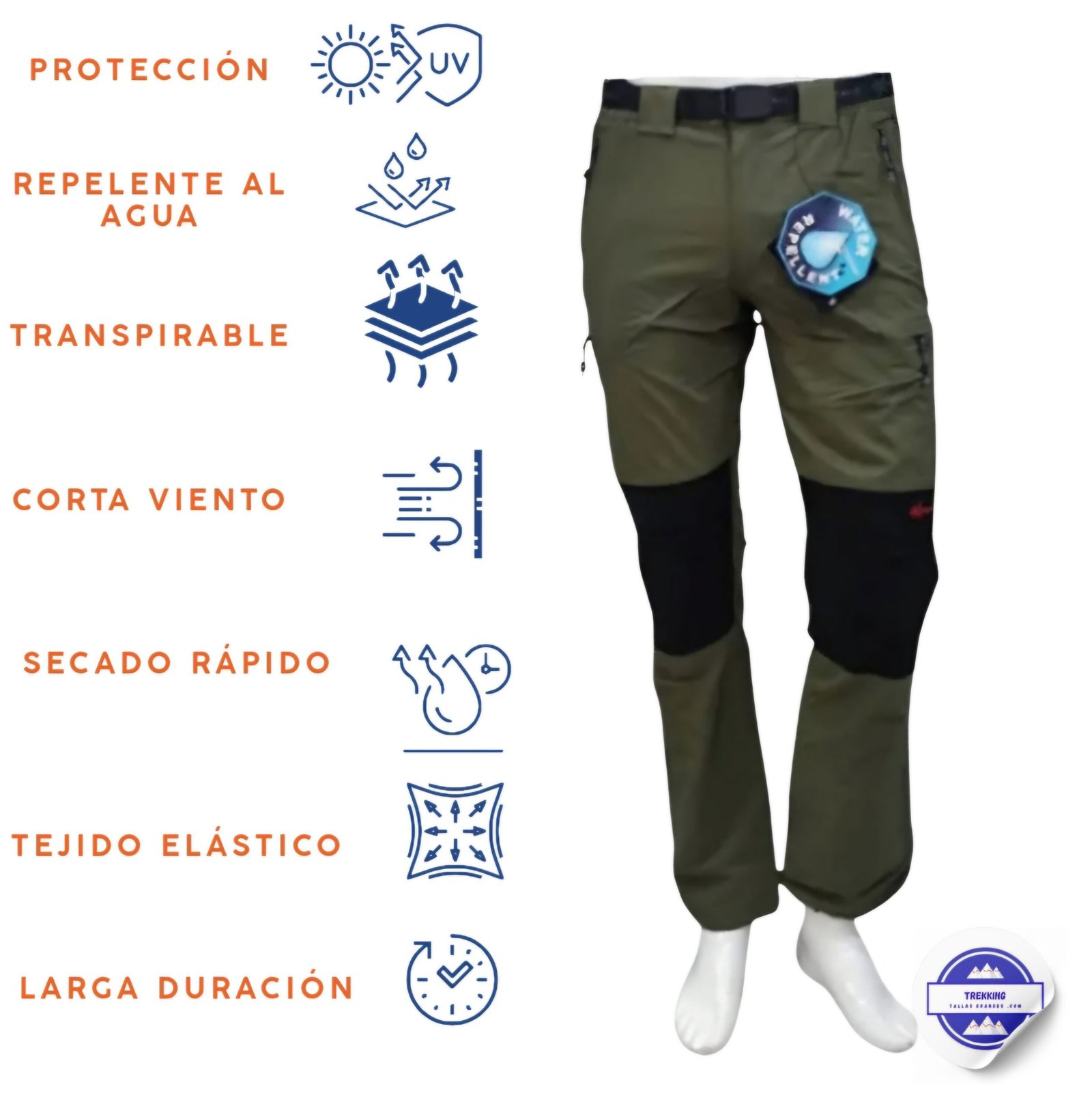 Pantalón trekking verano talla grande hombre