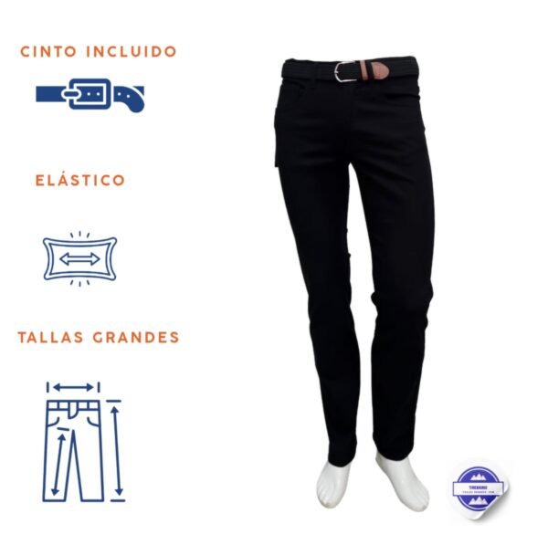 Pantalón loneta corte vaquero negro con cinto elástico Koyote Tallas Grandes Hombre