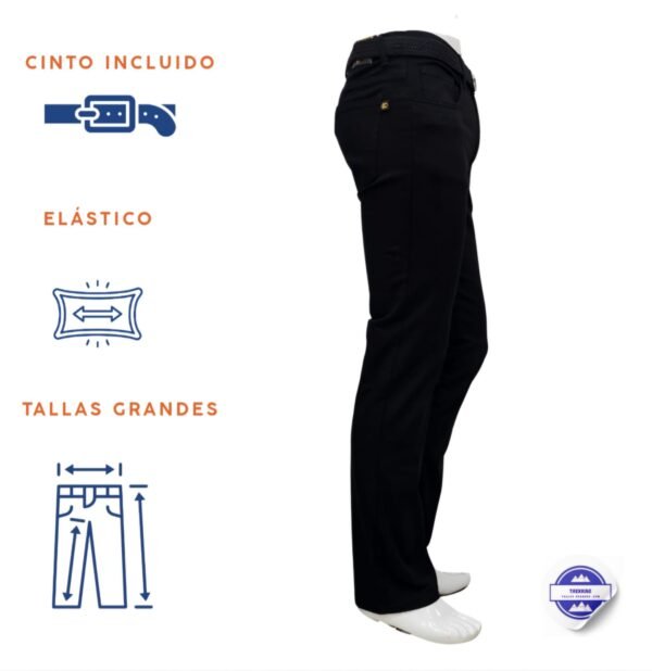 Pantalón loneta corte vaquero negro con cinto elástico Koyote Tallas Grandes Hombre