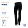 Pantalón loneta corte vaquero negro con cinto elástico Koyote Tallas Grandes Hombre