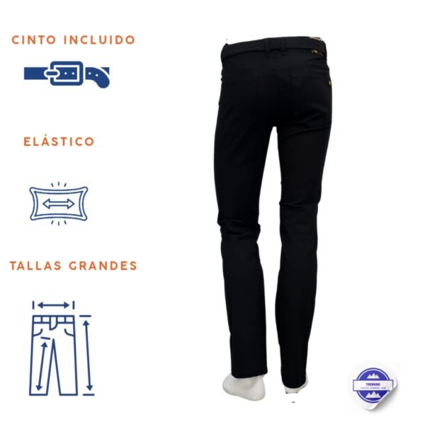 Pantalón loneta corte vaquero negro con cinto elástico Koyote Tallas Grandes Hombre