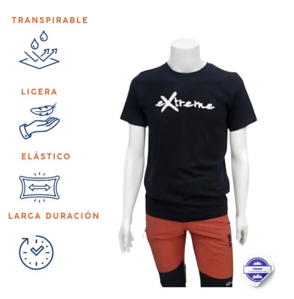 Camiseta negra eXtreme en cuello redondo y manga corta