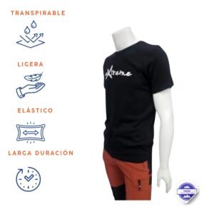 Camiseta negra talla grande eXtreme en cuello redondo y manga corta