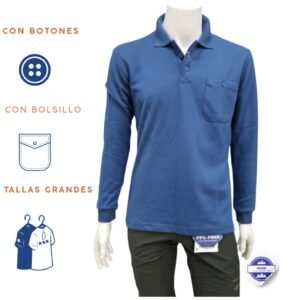 Polo básico de hombre con bolsillo  manga larga 