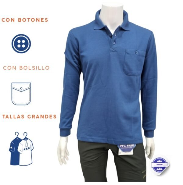 Polo básico de hombre con bolsillo  manga larga 