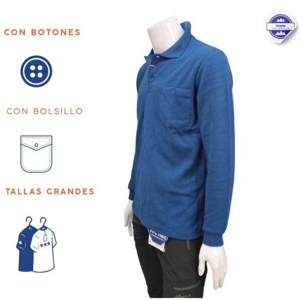 Polo básico de hombre con bolsillo  manga larga 