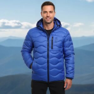 Cazadora acolchada hombre azulon estilo urbano con capucha