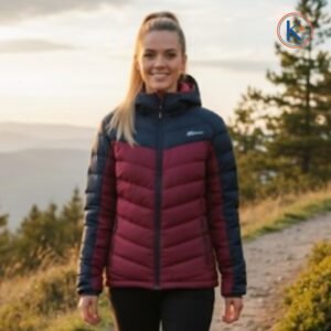 Chaqueta Técnica Impermeable en Vino con Gris para Mujer