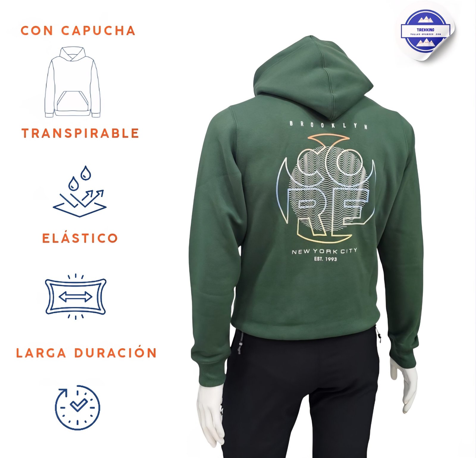 Sudadera con capucha hombre verde botella