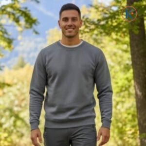 Sudadera cuello redondo interior perchado gris