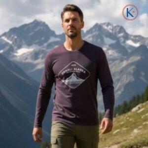 Camiseta manga larga hombre losan vino serigrafia central 1975 denali