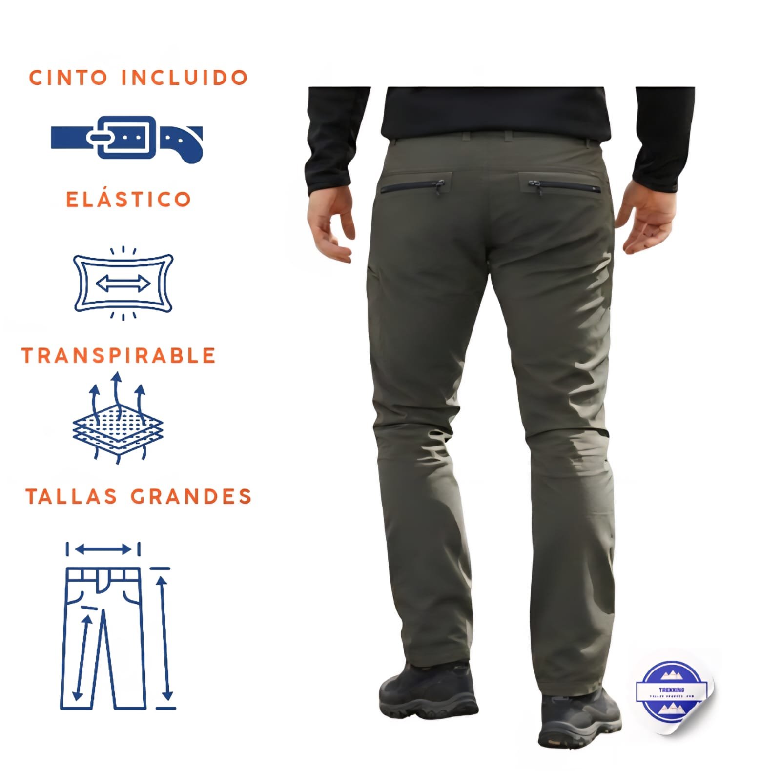 Pantalón trekking invierno tallas grandes hombre 62-70 Koyote kaki/gris