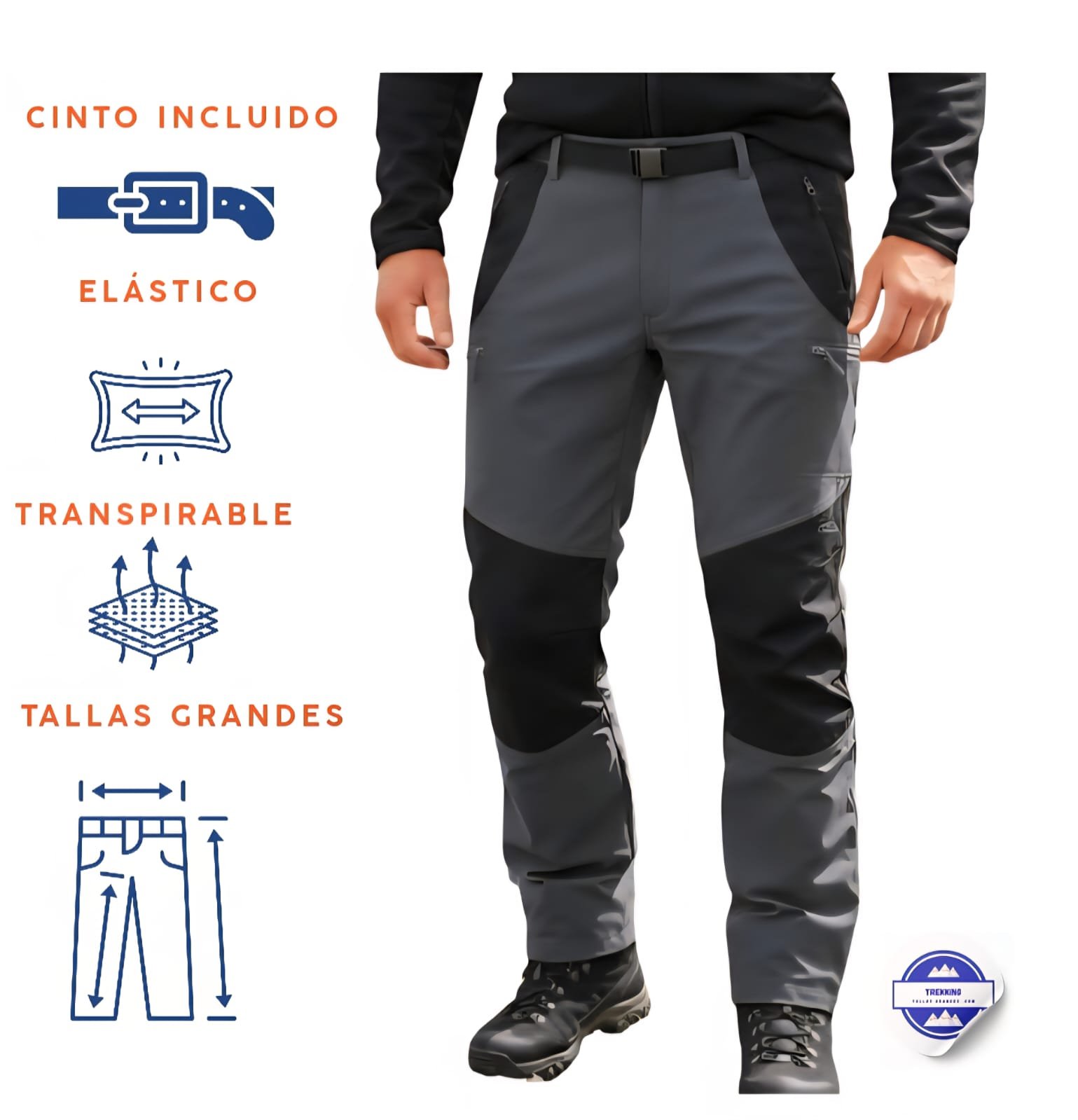 Pantalón trekking invierno tallas grandes hombre 62-70 Koyote kaki/gris