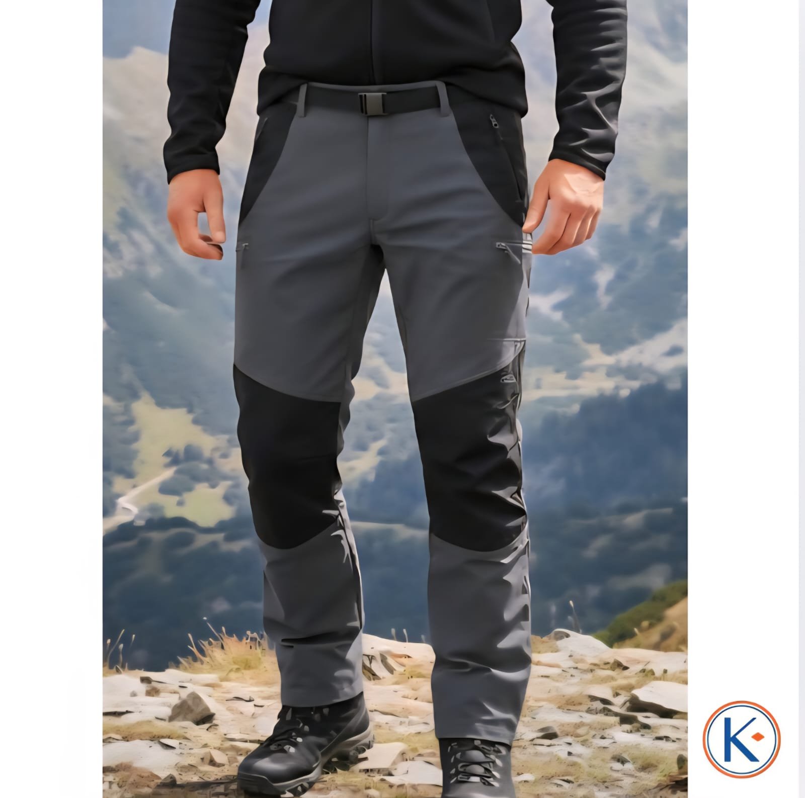 Pantalón trekking invierno tallas grandes hombre 62-70 Koyote kaki/gris - Imagen 7