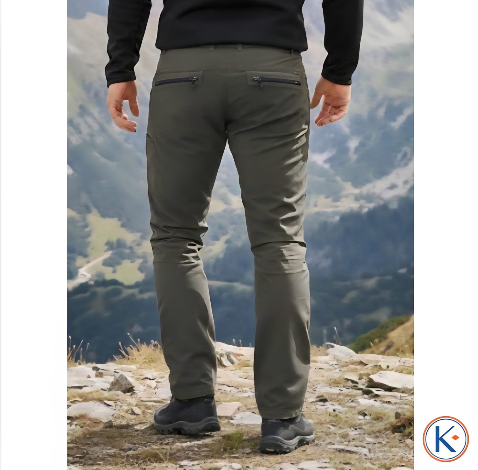 Pantalón trekking invierno tallas grandes hombre 62-70 Koyote kaki/gris - Imagen 6