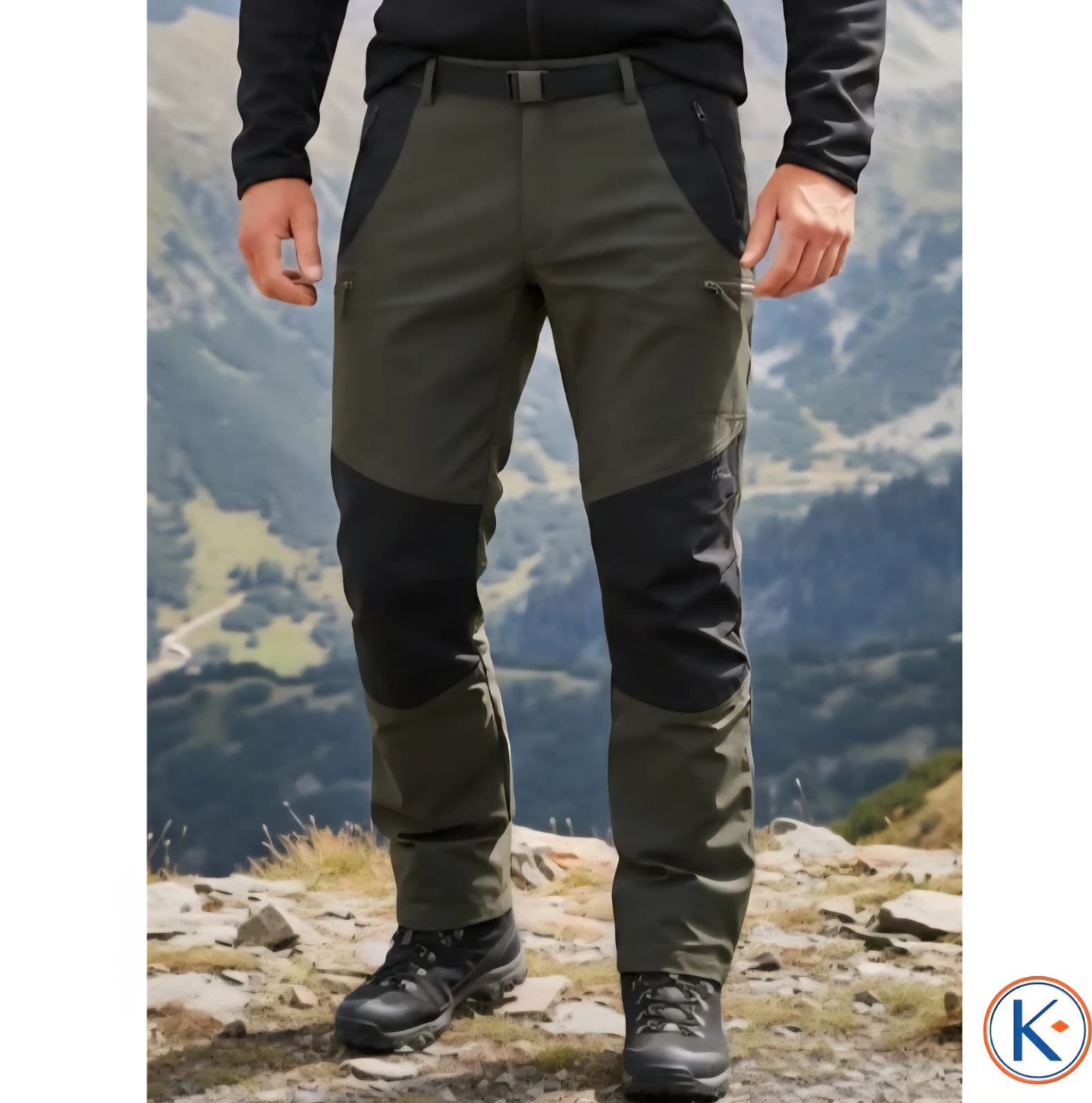 Pantalón trekking invierno tallas grandes hombre 62-70 Koyote kaki/gris - Imagen 5