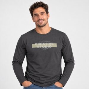 Camiseta manga larga hombre Losan Creative Studio gris oscuro