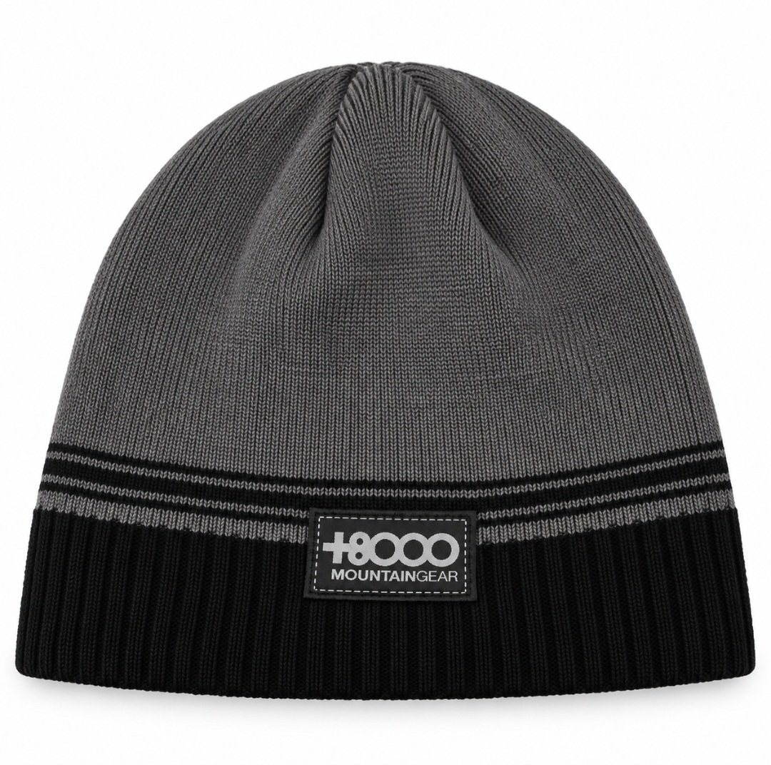 Gorro de montaña +8000 gris y negro – Talla única