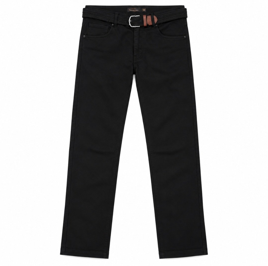 Pantalón loneta corte vaquero negro con cinto elástico Koyote Tallas Grandes Hombre