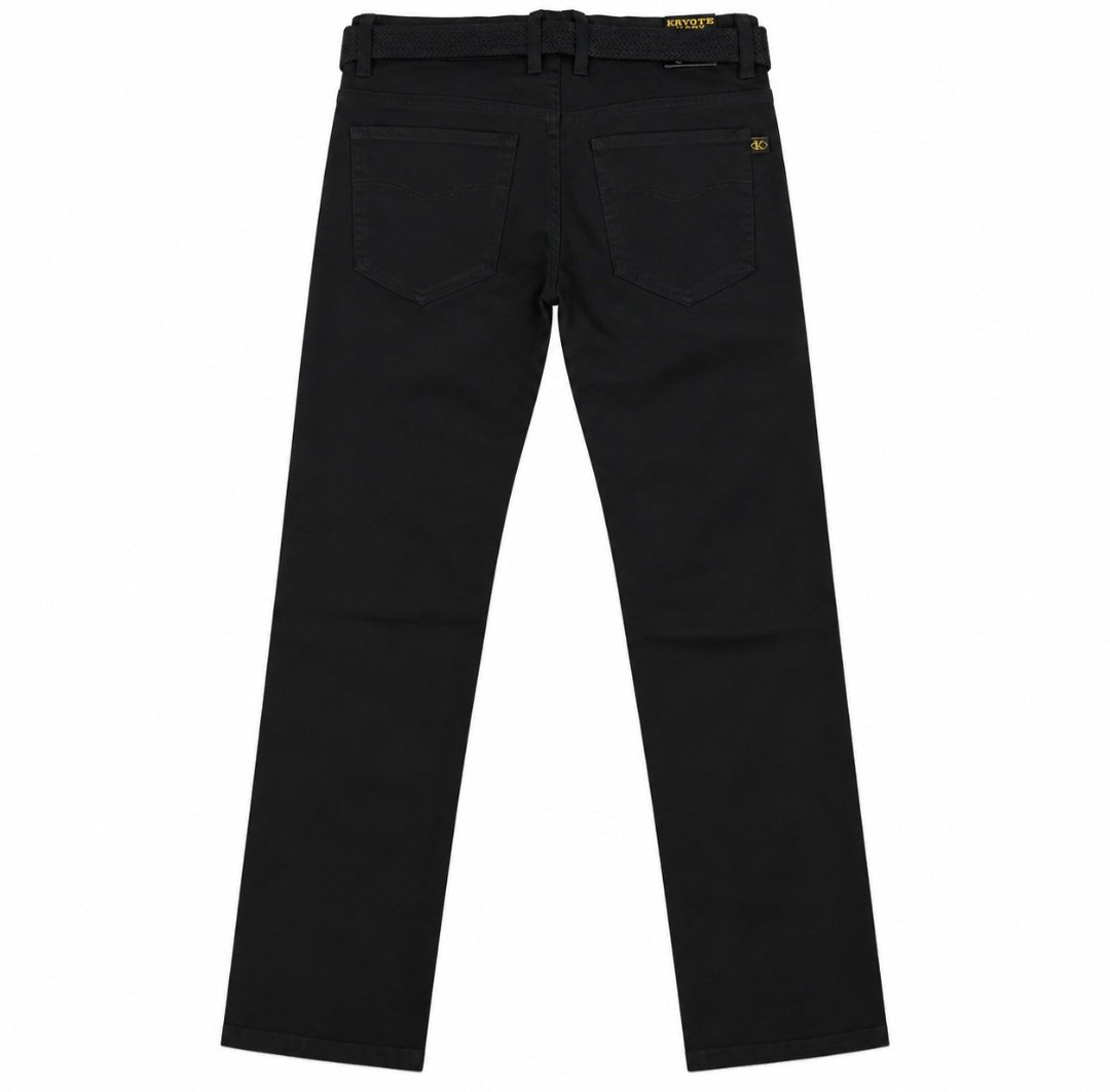 Pantalón loneta corte vaquero negro con cinto elástico Koyote Tallas Grandes Hombre