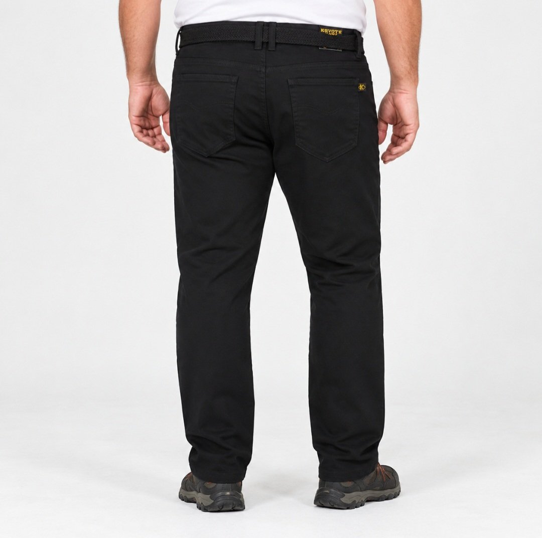 Pantalón loneta corte vaquero negro con cinto elástico Koyote Tallas Grandes Hombre